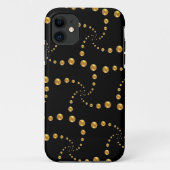 Stijlvolle gouden polka-stippen op zwart Case-Mate iPhone case (Achterkant)