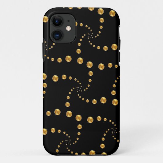 Stijlvolle gouden polka-stippen op zwart Case-Mate iPhone case (Achterkant)