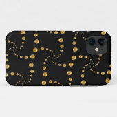Stijlvolle gouden polka-stippen op zwart Case-Mate iPhone case (Achterkant (horizontaal))