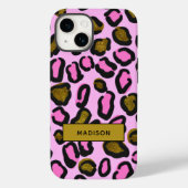Stijlvolle gouden roze glitter luipaard print naam Case-Mate iPhone case (Achterkant)