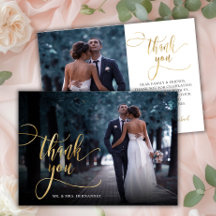 Stijlvolle gouden script 2 foto bruiloft dank u ka