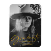 Stijlvolle gouden script Afstuderen aankondiging f Magneet (Verticaal)