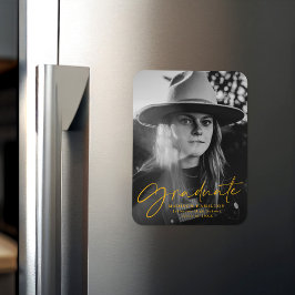 Stijlvolle gouden script Afstuderen aankondiging f Magneet