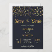 Stijlvolle gouden sterren bruiloft save the date (Voorkant)