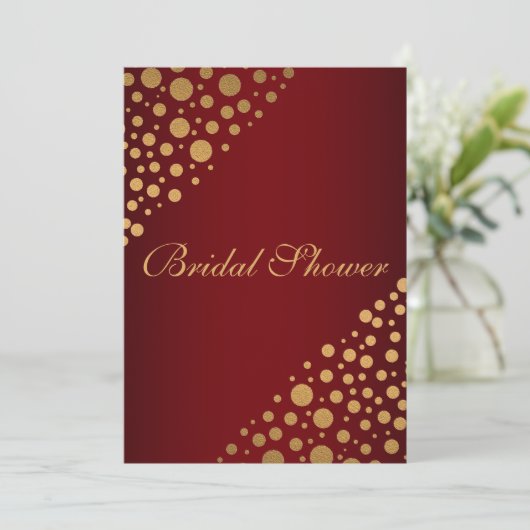 Stijlvolle gouden Stippen bruidsdouche uitnodiging (Staand voorkant)