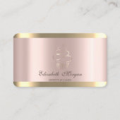 Stijlvolle gouden streep Roos Gold Cupcake Visitekaartje (Voorkant)