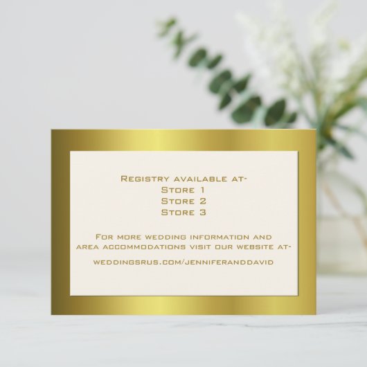 Stijlvolle gouden toon bruiloft informatie Kaart (Staand voorkant)