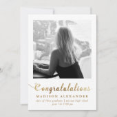 Stijlvolle gouden typografie foto Afstuderen Aankondiging (Voorkant)