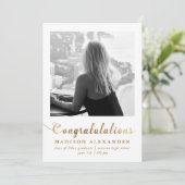 Stijlvolle gouden typografie foto Afstuderen Aankondiging (Staand voorkant)