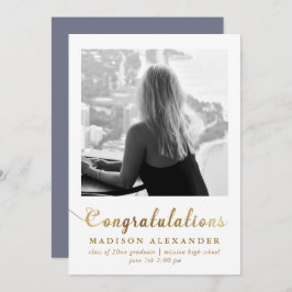 Stijlvolle gouden typografie foto Afstuderen Aankondiging