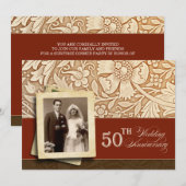 stijlvolle gouden uitnodigingen voor 50-jarig jubi (Voorkant / Achterkant)