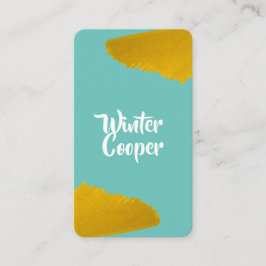 Stijlvolle gouden verfspattenframe blauwe lucht visitekaartje