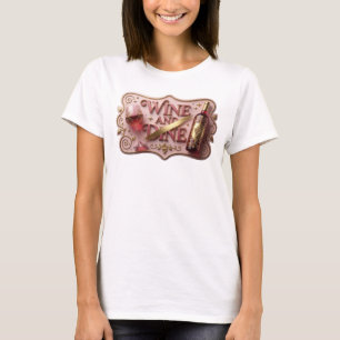 Stijlvolle Gouden WINE AND DINE Draagbare Kunst T-shirt