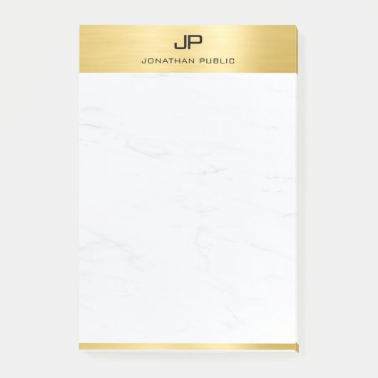 Stijlvolle gouden witte marmeren professionele Sja Post-it® Notes (Voorkant)