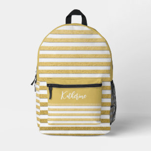 Stijlvolle gouden witte strepen gepersonaliseerd bedrukte rugzak