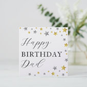 Stijlvolle Gouden & Zilveren Sterren Gelukkige Ver (Staand voorkant)