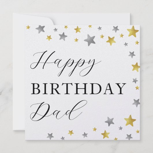 Stijlvolle Gouden & Zilveren Sterren Gelukkige Ver (Voorkant)