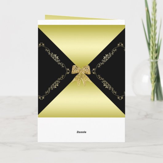 Stijlvolle gouden & zwarte decoratieve boog dank u bedankkaart (Achterkant)