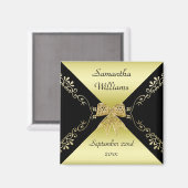 Stijlvolle gouden & zwarte decoratieve boog gunst magneet (Voorkant / Achterkant)