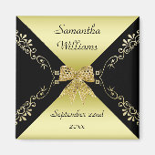 Stijlvolle gouden & zwarte decoratieve boog gunst magneet (Voorkant)