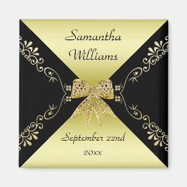 Stijlvolle gouden & zwarte decoratieve boog gunst magneet