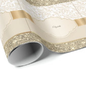 Stijlvolle goudglitter  Damask Cadeaupapier (Rol Hoek)