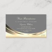 Stijlvolle goudgrijs met monogram en diamant Moder Visitekaartje (Achterkant)