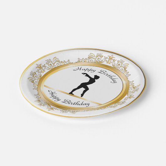 Stijlvolle goudgymnastiek Birthday Papieren Bordje (Gekanteld)