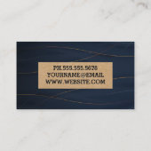 Stijlvolle goudlijnen | Deep Blue Background Visitekaartje (Achterkant)