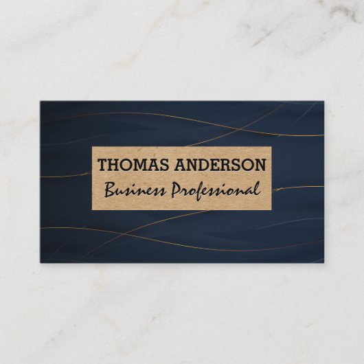 Stijlvolle goudlijnen | Deep Blue Background Visitekaartje (Voorkant)