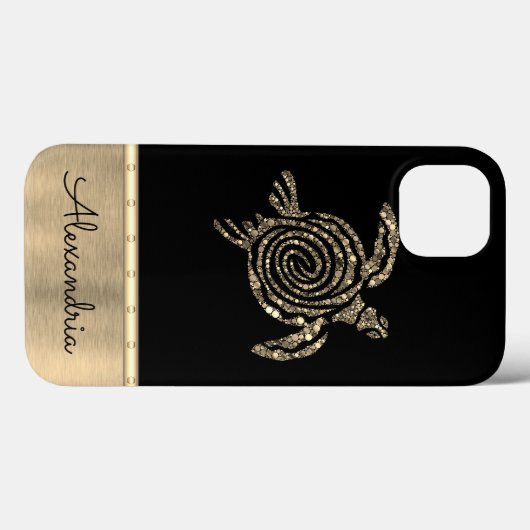 Stijlvolle goudmozaïekschildpad Case-Mate iPhone case (Achterkant (horizontaal))
