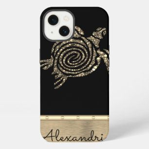 Stijlvolle goudmozaïekschildpad iPhone 13 hoesje