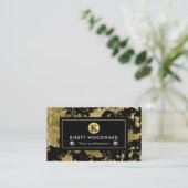 Stijlvolle goudolievlokken op zwarte achtergrond visitekaartje (Staand voorkant)