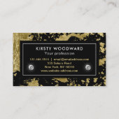 Stijlvolle goudolievlokken op zwarte achtergrond visitekaartje (Achterkant)
