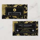Stijlvolle goudolievlokken op zwarte achtergrond visitekaartje (Voorkant / Achterkant)