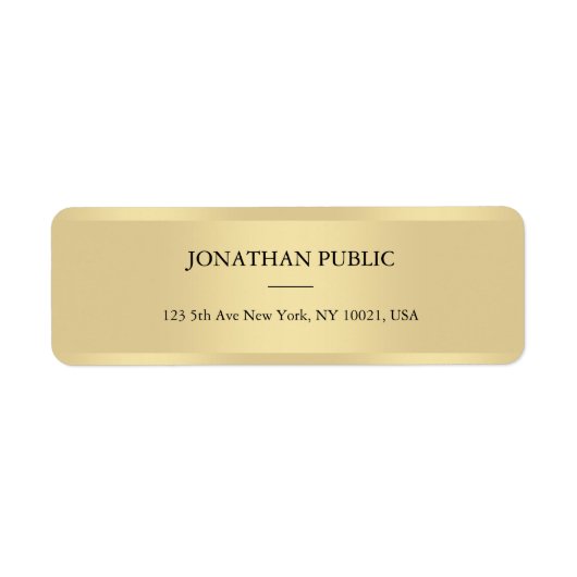 Stijlvolle goudSjabloon Modern minimalistisch Eenv Etiket (Voorkant)