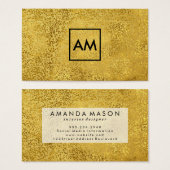Stijlvolle goudspecs Metallic Gold Monogram Visitekaartjes (Voorkant /achterkant)