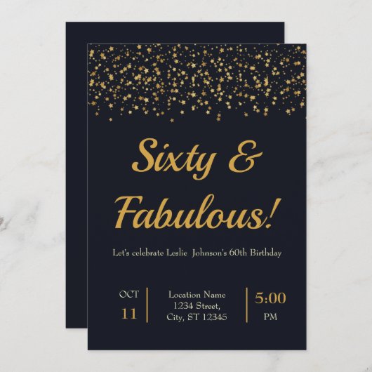 Stijlvolle goudsterren voor elke leeftijd save the date (Voorkant / Achterkant)