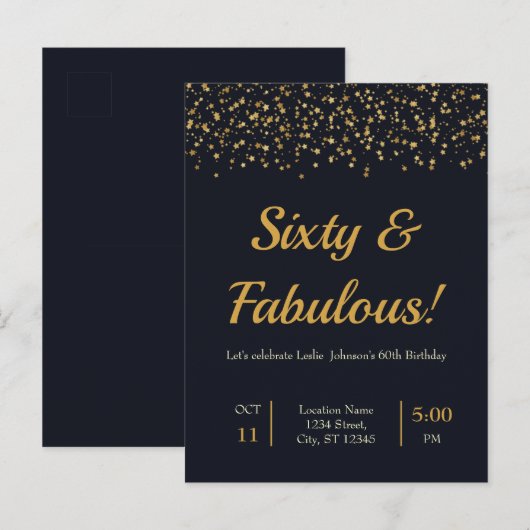 Stijlvolle goudsterren voor elke leeftijd uitnodiging briefkaart (Voorkant / Achterkant)