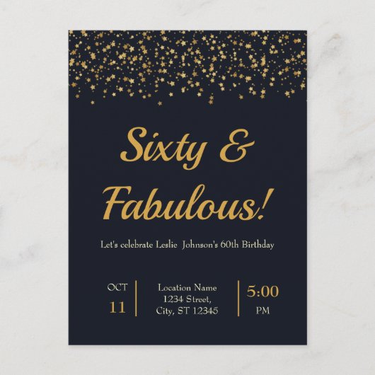 Stijlvolle goudsterren voor elke leeftijd uitnodiging briefkaart (Voorkant)