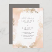 Stijlvolle goudstof en dubbelzinnige Waterverf bru Uitnodiging Briefkaart (Voorkant / Achterkant)