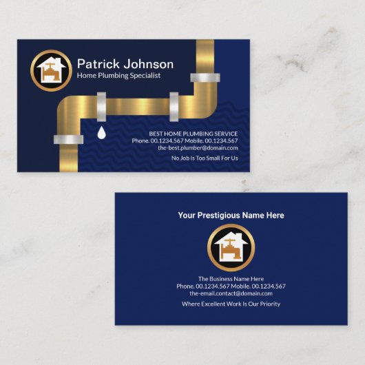 Stijlvolle goudwaterleidingen - waterleidingen visitekaartje (Voorkant / Achterkant)