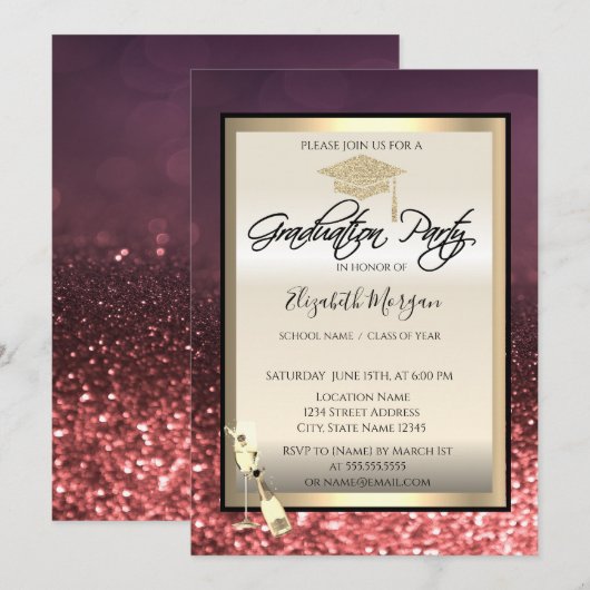 Stijlvolle gradatieknop, Afstuderen van wijnglas Kaart (Voorkant / Achterkant)