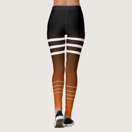 Stijlvolle gradiënt zwart oranje monogrammen werko leggings (Achterkant)