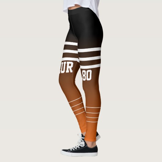 Stijlvolle gradiënt zwart oranje monogrammen werko leggings (Links)