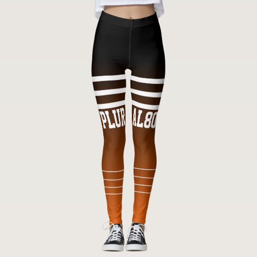 Stijlvolle gradiënt zwart oranje monogrammen werko leggings (Voorkant)