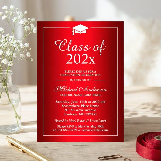 Stijlvolle gradiëntrode klasse van de GraduPartij Kaart