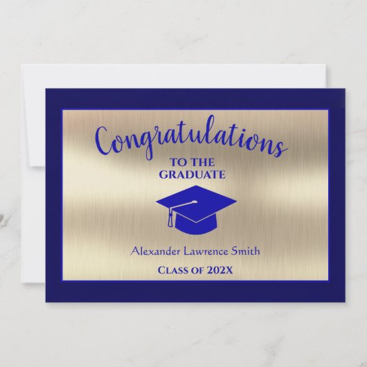 Stijlvolle Graduatation Blue Gold Class van 2021 Aankondiging (Voorkant)
