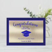 Stijlvolle Graduatation Blue Gold Class van 2021 Aankondiging (Staand voorkant)