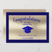 Stijlvolle Graduatation Blue Gold Class van 2021 Aankondiging (Voorkant / Achterkant)